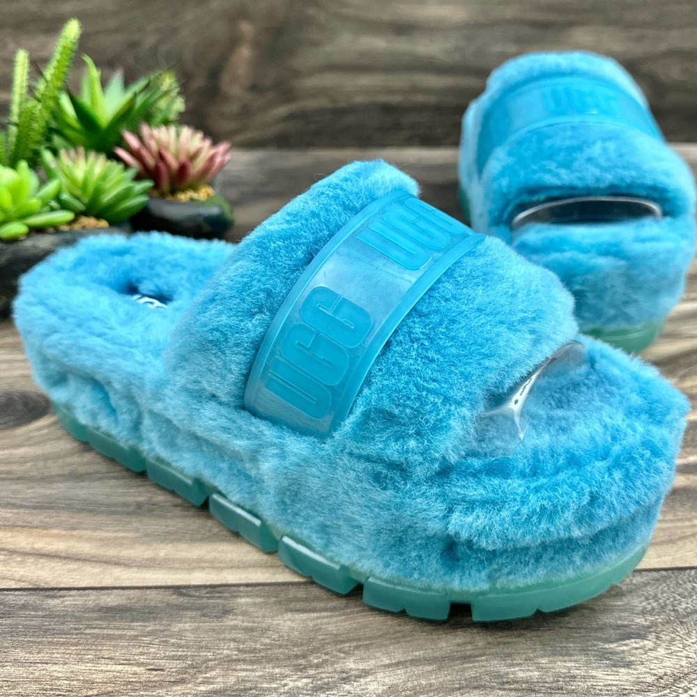 ❌SOLD❌UGG Australia Fluffita 8 Tidal Wave Clear Slide Platform Slipper Sandals - Picture 5 of 12